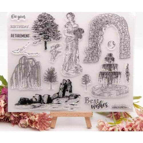 Fountain Pond Transparent Clear Silicone Stamp Seal Cutting DIY Scrapbook Rubber Coloring Embossing Diary Decoration Reusable