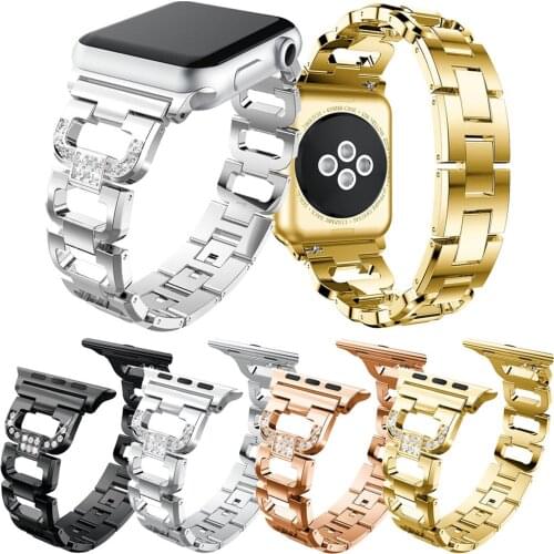 Rhinestone Stainless Steel Strap for Apple Watch Band Diamond Metal Bracelet Watch Band for iWatch Series 5 4 3 2 1