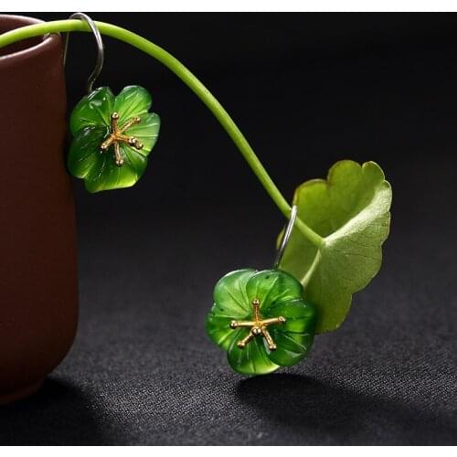 Earings Fashion Jewelry S925 Sterling Gilded Antique Inlaid And Tian Biyu Plum Blossom Female High-end Joker Earrings Wholesale