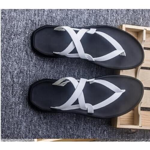 2018 Summer Hot Leisure Flip flops Outdoor Soft leather Rome Gladiators Flat heel Hombre Sapatos