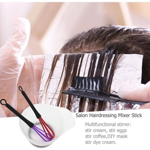 Silicone Egg Beaters Multi-function Dyed Cream Stirrer Plastic Salon Hairdressing Mixer Stick Stir Rod Random colors