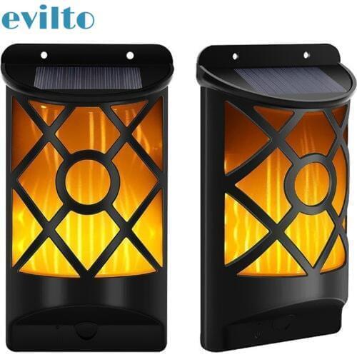 66Leds Solar Flickering Flames Lights Waterproof Courtyard Torch Wall Light Outdoor Induction Street Lamp For Garden Decoration