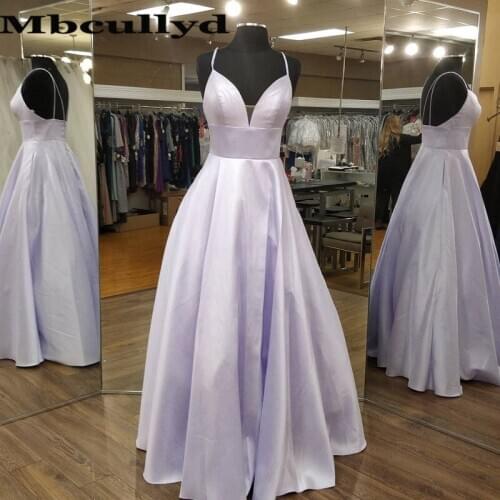 Mbcullyd Light Lilac Prom Dresses Long 2020 Formal A-line Backless Evening Party Gowns New Plus Size Vestidos de fiesta de noche