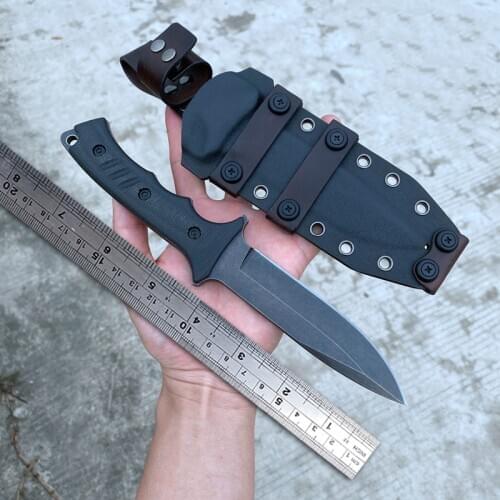 AUS-10 Steel Tactical Knife Full Tang Bushcraft Survival Knives Micarta Handle Fixed Blade Hunting Knife with Kydex Scabbard