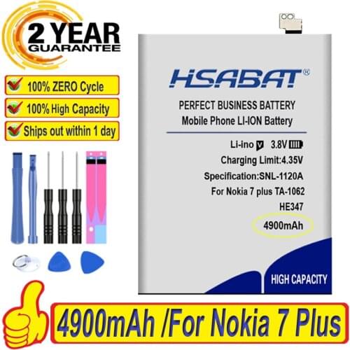 Top Brand 100% New 4900mAh HE346 Battery for Nokia 7 Plus Batteries + free gfit
