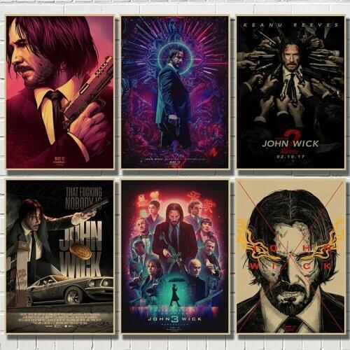 Movie John Wick Vintage Poster kraft paper Wall Stickers Retro Poster Prints For Bar And Home Decor