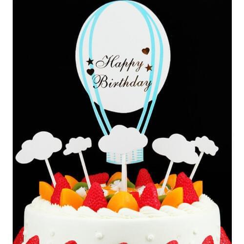 Hot air balloon cloud toothpick inserter hat paper cup birthday party cake decoration boy girl party decoration supplies