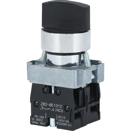 22mm XB2-BD33 3 Position 2NO Knob Switch 10A/415V Lock-in Selection Switch ZB2-BE101C Two Roads