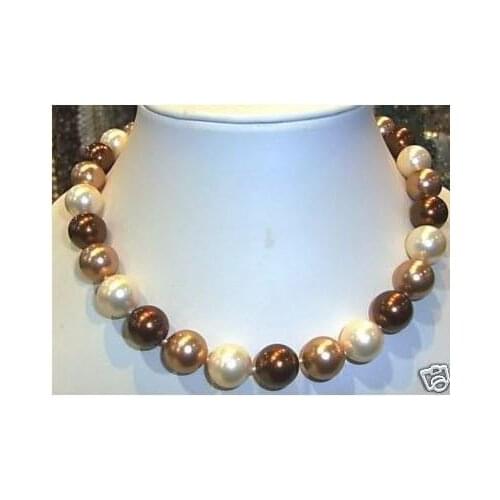 AAA+ 12mm 18" south sea Multicolor shell pearl necklace 23234