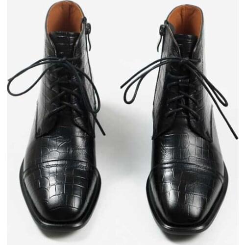 MORDOAN Genuine leather Martin boots womens leather thick-soled round toe British style 2020 autumn new lace ankle boots women