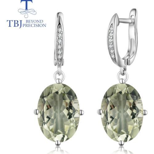 TBJ,green amethyst earrings natural gemstone with 925 sterling silver simple style fine jewelry for woman anniversary gifts