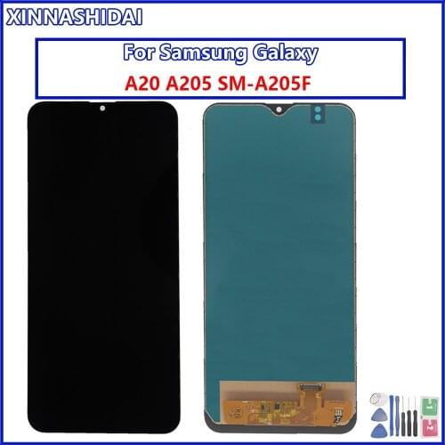LCD Display For Samsung Galaxy A20 A205 SM-A205F/DS A205FN A205GN/DS Touch Screen Digitizer Frame Assembly Tools