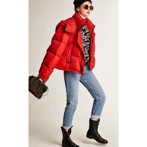 Winter 2020 casual oversized thick short white goose down jacket women