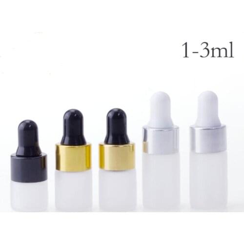 1ml 2ml 3ml Frosted Empty Glass Dropper bottles Mini Sample Glass Dropper Vial With Glass Eye Dropper LX2661