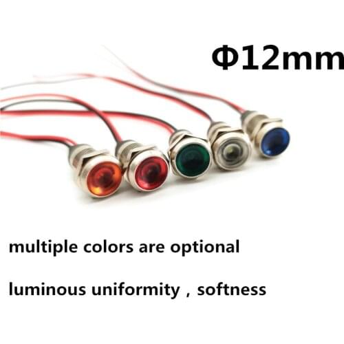 1pcs 12mm Warning Indicator Light Signal Light Indicator Wire 3V 5V 12V 24V 110V 220 Waterproof IP67 Metal LED