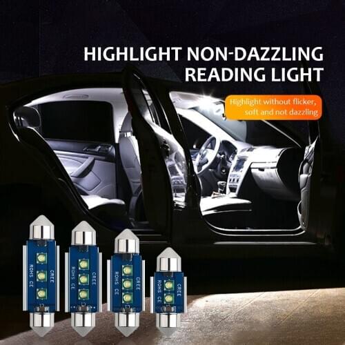 1PC Canbus High bright CREE 3SMD C5W Festoon 31-36-39-41mm Car Led Bulb C10w Interior Dome Light Auto Glove Box Lamp 6000K Diode