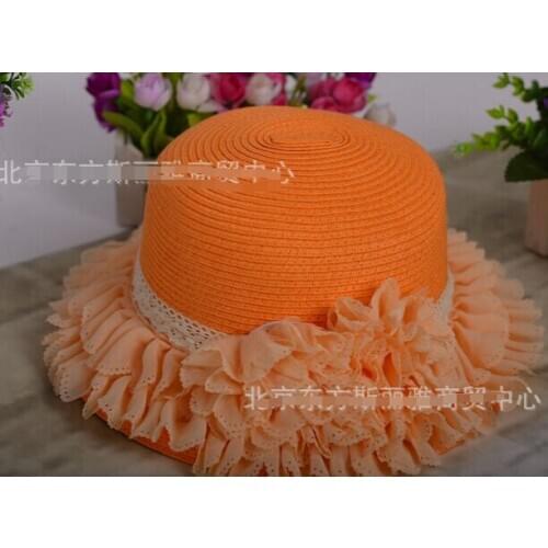 10PCS/lot korean style children girl lace flower sun hat summer casual beach cute hat