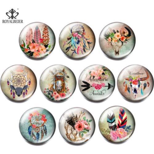 10pcs/lot Mixed Color Animal Exotic 18mm Glass Snap Button Convex Round Button With Buckle Bracelet Fashion Snap Jewelry