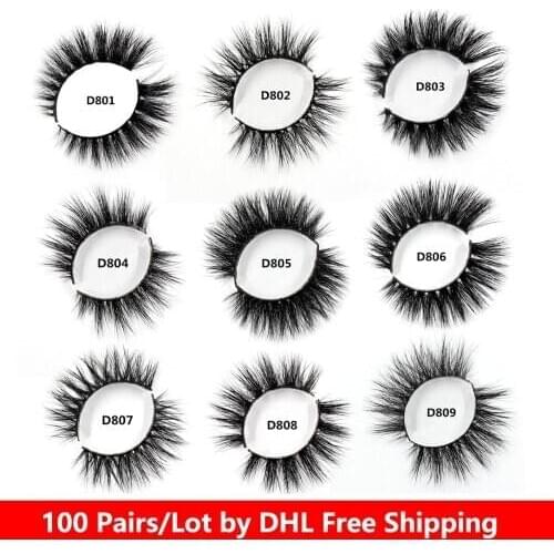 100 Pairs/Lot False Eyelashes 3D Mink Lashes Handmade Cruelty Free Mink Eyelashes Makeup Natural Long Soft Eyelashes by DHL Free