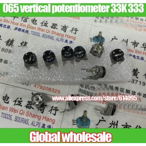 100pcs 065 vertical adjustable potentiometer 33K 333 black for Panasonic