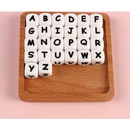 Sunrony 100pcs 12MM Silicone Letter Chew Beads Pendant Jewelry Making DIY For Teething Necklace BPA Free Food Grade