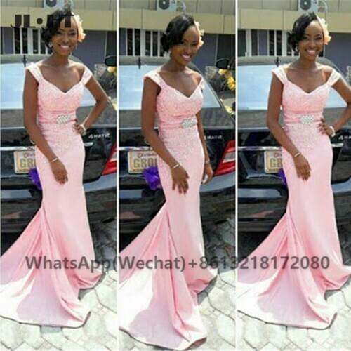 2021 African Mermaid Wedding Party Gown Lace Bridesmaid Dresses Long Elastic Satin Sashes Black Womens Bridesmaid Gowns