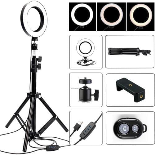 3200/5500K Dimmable LED Ring Light Photo Studio Luce Video Lampada Anulare w Treppiede Selfie Lamp adjustable 1.7 m di Altezza