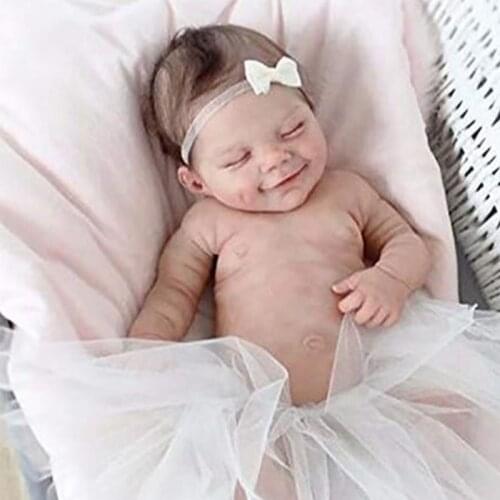 55cm Reborn Girls Soft Body Cute Smiley Newborn Girl Doll Baby Full Silicone
