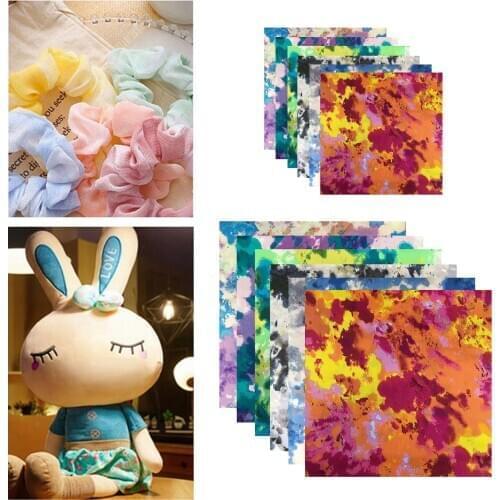 6x Cotton Tie Dye Fabric Gradient DIY Patchwork Needlework Cloth Sewing Quilting