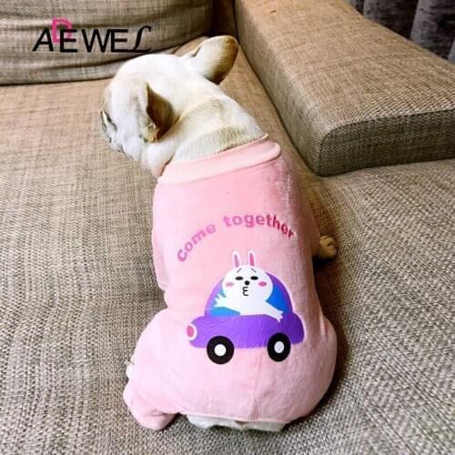 ADEWEL Autumn And Winter Pink Cartoons Printing Pure Cotton Dog Clothes Ropa Para Abrigo Perros Plus Size Honden Kleding 2XL