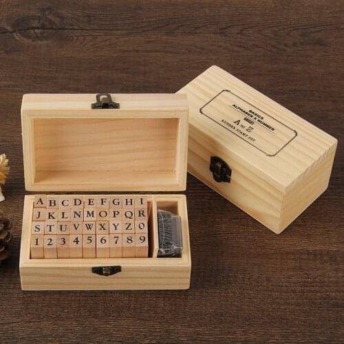 The English Wooden Seal Set Of Basic Hand Account Is Boxed With Several Alphanumeric Hand Account Seals With Inkpad Gifts
