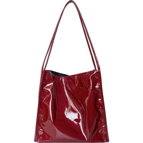 Patent Leather Big Shoulder Bag for 2021 New Korean Fashion Super Soft Female Simple High-quality Large Capacity Totes Handbag