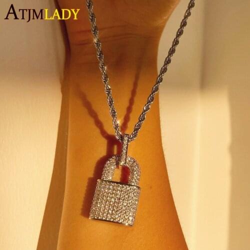 Hiphop Bling Women Jewelry 5A Cubic Zirconia 5mm CZ Tennis Chain 16" 18" Iced Out Lock Women Necklace 2021 Valentines Day Gift