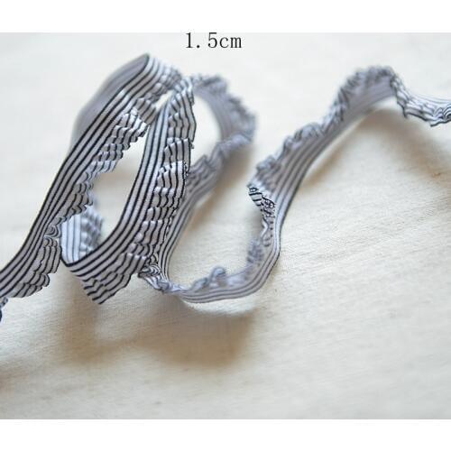 Black stripes elastic agaric and lace Lace accessories 1.5 cm wide elastic corrugated lace G340
