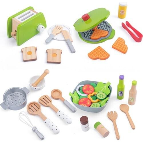 DIY Wooden Kitchen Toy Pretend Play Simulation Model Set Cutting Fruit Vegetable Educational Toys Gift For Children Kids Girls