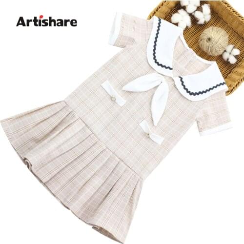 Kids Dresses For Girls 2021 New Girl Party Dress Plaid Pattern Children Party Dress Patchwork Girls Clothes