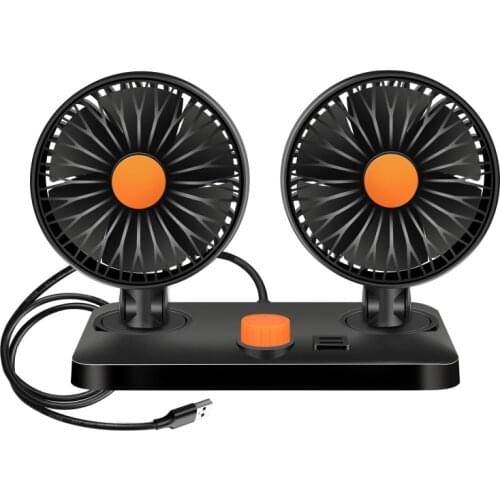 Dual USB 360 Degree All-Round Adjustable Car Auto Air Cooling Dual Head Fan Low Noise Car Auto Cooler Air Fan Car Accessories