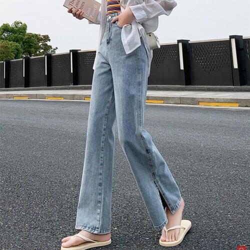 Womens Mom Jeans Girls Stretch Straight Jeans BaggyJean Wide Leg Pants Denim Streetwear Trousers Pantalon Femme Vaqueros