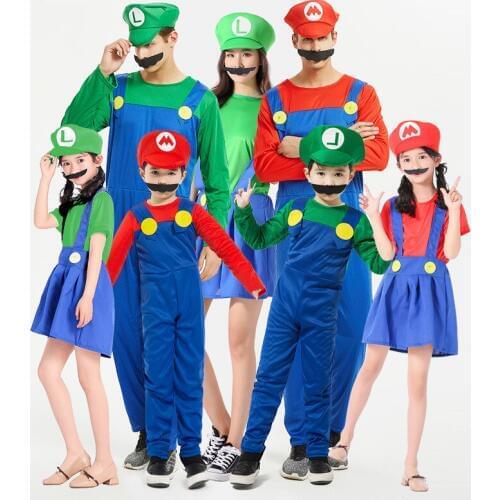 Halloween Cosplay cartoon costume parent child role play children Mario costume super Mary suit