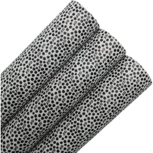 Polka Dots Printed Synthetic Faux Leather Vinyl Fabric Sheets with Felt Backing Leather for Bows Earrings 21X29CM 6S89A