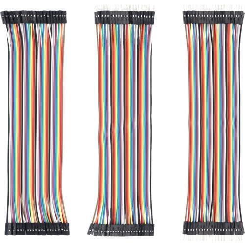 Dupont Cable 120 Pcs 20cm 40pin M To F + 40pin M To + 40pin F To F For Breadboard Arduino Based Diy Robot Ribbon Cables Ki