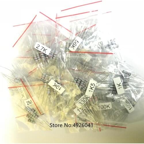 300pcs Resistor Kit 1W Watt 30values X 10pcs Resistencias Resistor Pack Carbon Film Resistance 1K-2MOhm OHMs 1-W Carbon Fi