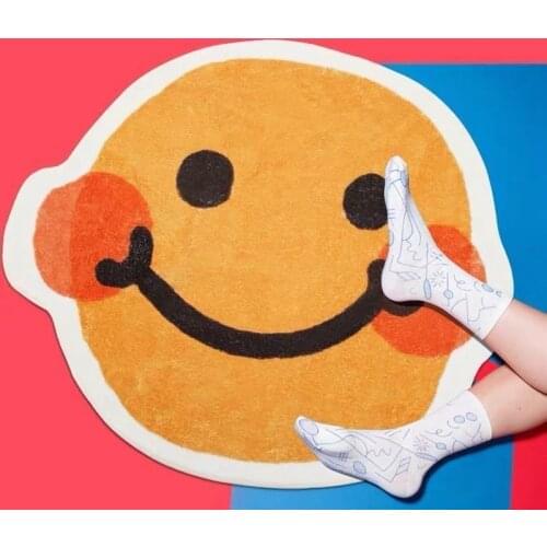 Nordic Ins Carpet Cartoon Smile Face Living Room Carpets Bathroom Anti-slip Floor Mats Bedroom Bedside Soft Decorative Rugs