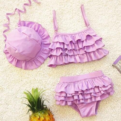 Swimwear Girl Bikini Two Pieces Toddler Girl Swimsuits Ruffle Bathing Suits Biquini Children Bikini Swimwear Infant C0003