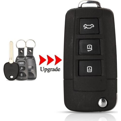 Kutery Key Shell For Kia Hyundai Elantra Sonata Genesis Santa Fe Accent 3Buttons Remote Car Key Case Cover With Uncut Blade
