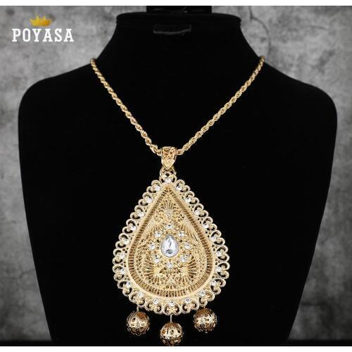 Gold Color Fashion Ethnic Women Vintage Pendant Necklace Wedding Jewelry