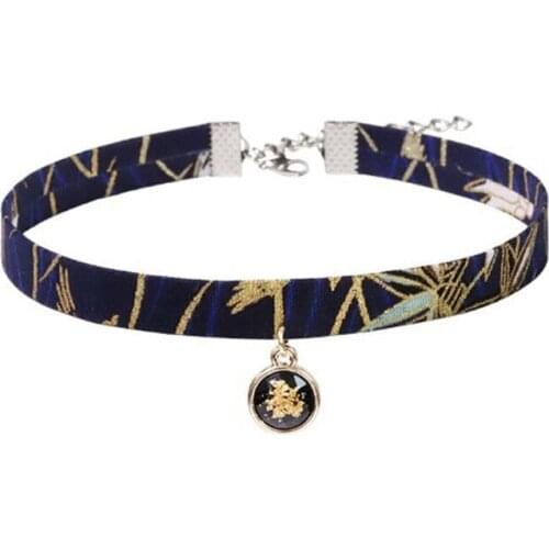 Fashion Light And Dark Blue Velvet Choker Necklace Velvet Rope Statement Punk Style Necklace Fashion Jewelry For Woman