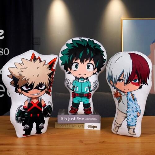 My Hero Kawaii Cartoon Anime Plush Toys Bakugou Katsuki Todoroki Shoto Midoriya Izuku Bolster Plush Boku Academia Pillow