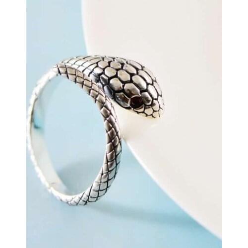 New Arrival S925 Silver Ring Women Snake Garnet eyes Ring Open Size Ring