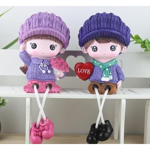 Pair Dangling Figurine Home Bedroom Decorative Doll Sitter Figurines Statue